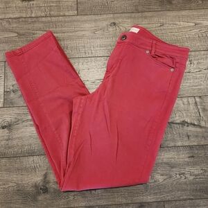 J Jill Women's Slim Boyfriend Straight Leg Denim Jeans Size 14 Pink Coral